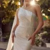 Prom Fitted White One Shoulder Gown By Nox Anabel E1039W