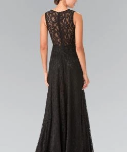 Floor Length Sleeveless Beaded Lace Dress By Elizabeth K GL1460