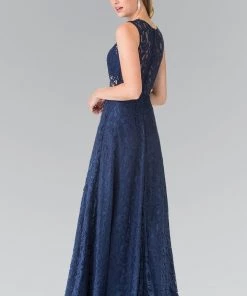 Floor Length Sleeveless Beaded Lace Dress By Elizabeth K GL1460