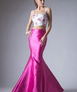 Floral Applique 2 Piece Mermaid Dress By Cinderella Divine KC1737 10 Floral Applique 2 Piece Mermaid Dress By Cinderella Divine KC1737