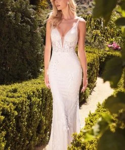 Floral Applique Bridal Dress By Cinderella Divine CDS403W 12 Floral Applique Bridal Dress By Cinderella Divine CDS403W