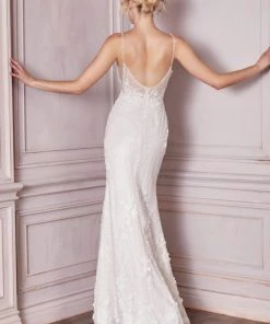 Floral Applique Bridal Dress By Cinderella Divine CDS403W 15 Floral Applique Bridal Dress By Cinderella Divine CDS403W