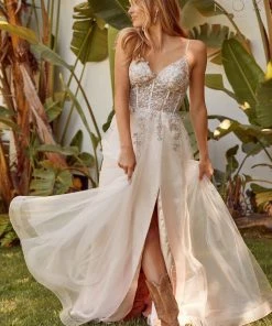 Prom Floral Applique Corset Style Gown By Nox Anabel S1015