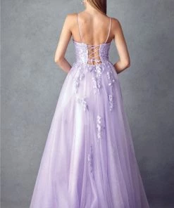 Floral Applique Corset Tulle Gown By Juliet 260 Prom 40 Floral Applique Corset Tulle Gown By Juliet 260 Prom