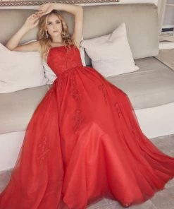 Floral Applique Corset Tulle Gown By Juliet 260 Prom 29 Floral Applique Corset Tulle Gown By Juliet 260 Prom