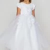 Flower Girl Dresses Floral Applique Girls Short Sleeve Dress By Cinderella Couture 2013