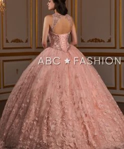 Quinceañera Floral Applique Illusion Quinceanera Dress By House Of Wu 26935