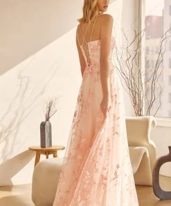 Floral Applique Long A-line Dress By Juliet 279