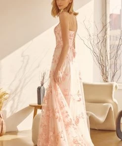 Floral Applique Long A-line Dress By Juliet 279