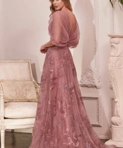 Prom Floral Applique Off Shoulder Gown By Cinderella Divine OC008