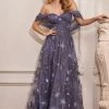 Prom Floral Applique Off Shoulder Gown By Cinderella Divine OC008