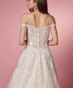 Floral Applique Off Shoulder Gown By Nox Anabel JH925 Prom