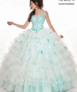 Quinceañera 3D Floral Ruffled Quinceanera Dress By Mary's Bridal MQ2071
