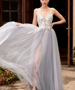 Prom Floral Applique Tulle Gown By Cinderella Divine CB075 13 Prom Floral Applique Tulle Gown By Cinderella Divine CB075