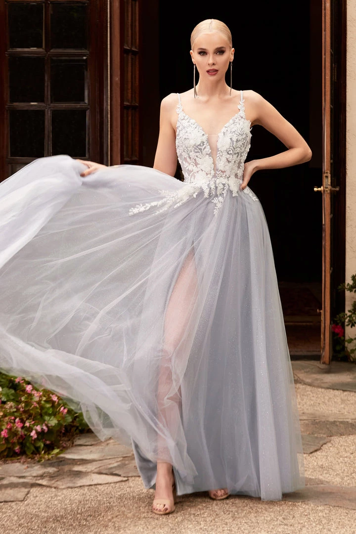 Prom Floral Applique Tulle Gown By Cinderella Divine CB075 7 Prom Floral Applique Tulle Gown By Cinderella Divine CB075