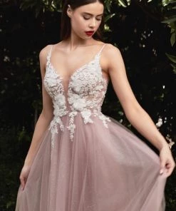 Prom Floral Applique Tulle Gown By Cinderella Divine CB075 11 Prom Floral Applique Tulle Gown By Cinderella Divine CB075