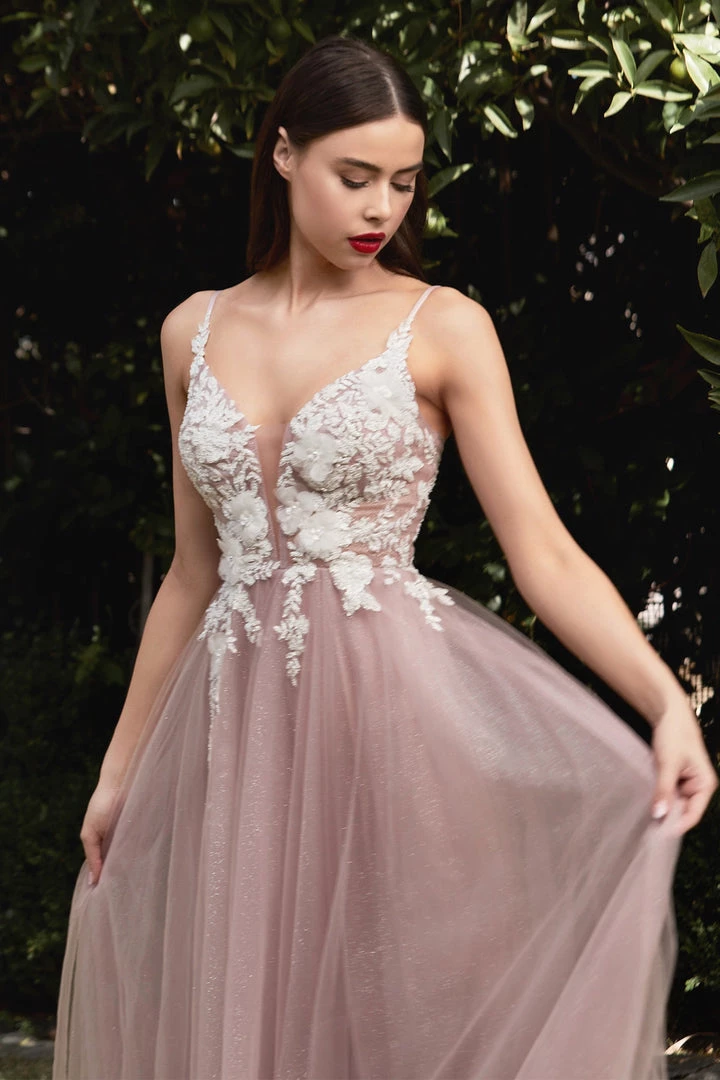 Prom Floral Applique Tulle Gown By Cinderella Divine CB075 5 Prom Floral Applique Tulle Gown By Cinderella Divine CB075