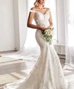 Floral Applique V-Neck Mermaid Dress By Cinderella Divine TY01