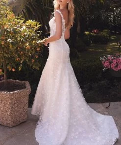 Floral Applique V-Neck Mermaid Dress By Cinderella Divine TY01