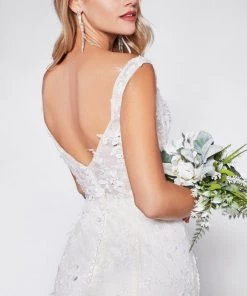 Floral Applique V-Neck Mermaid Dress By Cinderella Divine TY01