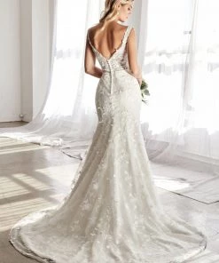 Floral Applique V-Neck Mermaid Dress By Cinderella Divine TY01