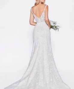 Floral Applique V-Neck Mermaid Dress By Cinderella Divine TY01