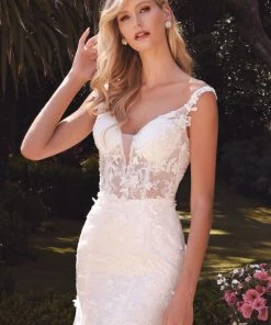 Floral Applique V-Neck Mermaid Dress By Cinderella Divine TY01