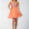 Prom Floral Beaded Short Strapless Dress With Ruffled Skirt By Star Box 587