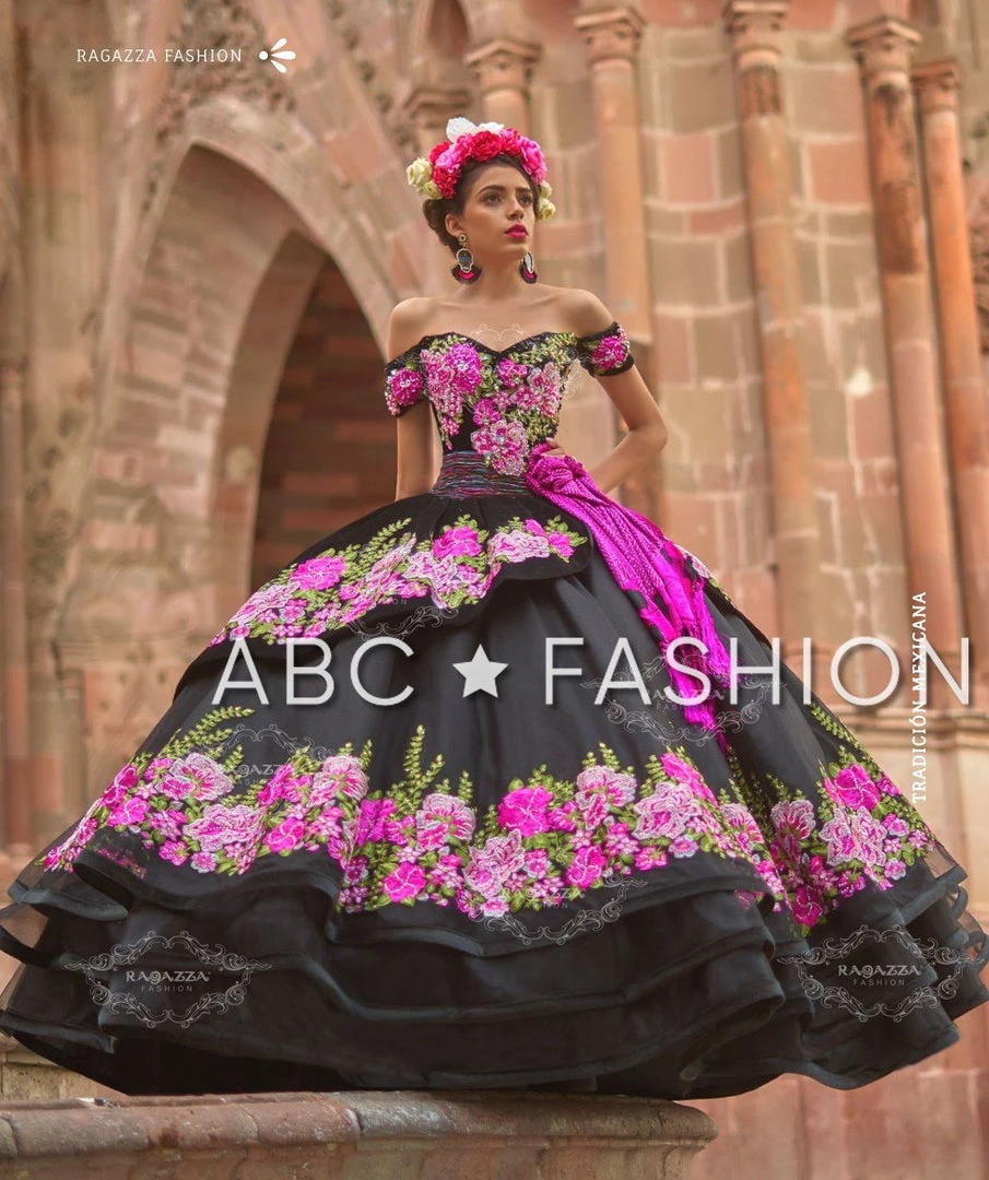 Ragazza Fashion Quinceañera Floral Charro Quince Dress By Ragazza MV15-115 5 Ragazza Fashion Quinceañera Floral Charro Quince Dress By Ragazza MV15-115
