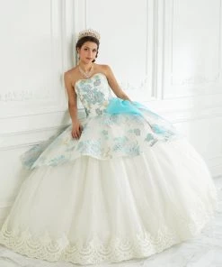 LA Glitter By House Of Wu Floral Charro Quinceanera Dress By LA Glitter 24090 Quinceañera