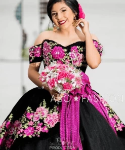 Ragazza Fashion Floral Charro Quince Dress By Ragazza MV15-115 Quinceañera
