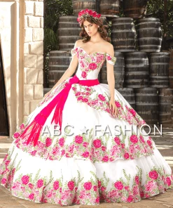 Ragazza Fashion Floral Charro Quinceanera Dress By Ragazza MV33-133 Quinceañera