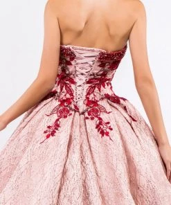 Floral Embroidered Glitter Ball Gown By Elizabeth K GL1957 18 Floral Embroidered Glitter Ball Gown By Elizabeth K GL1957