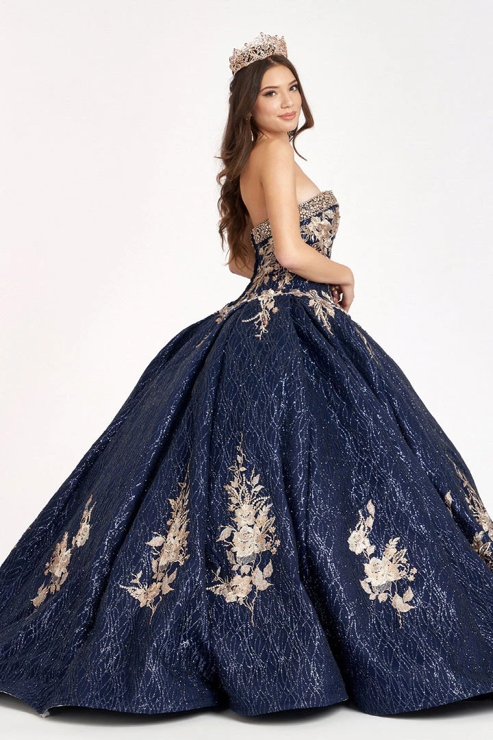 Floral Embroidered Glitter Ball Gown By Elizabeth K GL1957 6 Floral Embroidered Glitter Ball Gown By Elizabeth K GL1957