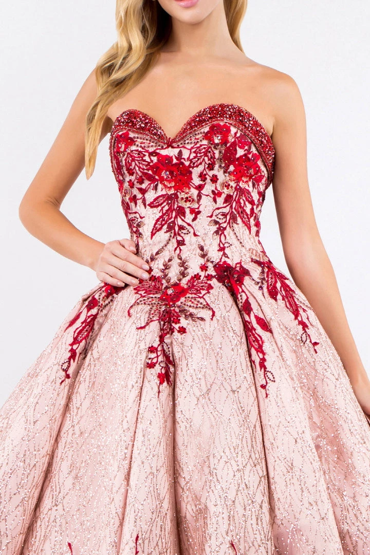 Floral Embroidered Glitter Ball Gown By Elizabeth K GL1957 9 Floral Embroidered Glitter Ball Gown By Elizabeth K GL1957