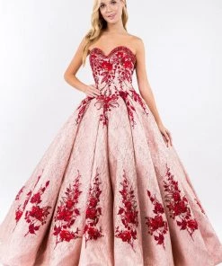 Floral Embroidered Glitter Ball Gown By Elizabeth K GL1957 16 Floral Embroidered Glitter Ball Gown By Elizabeth K GL1957