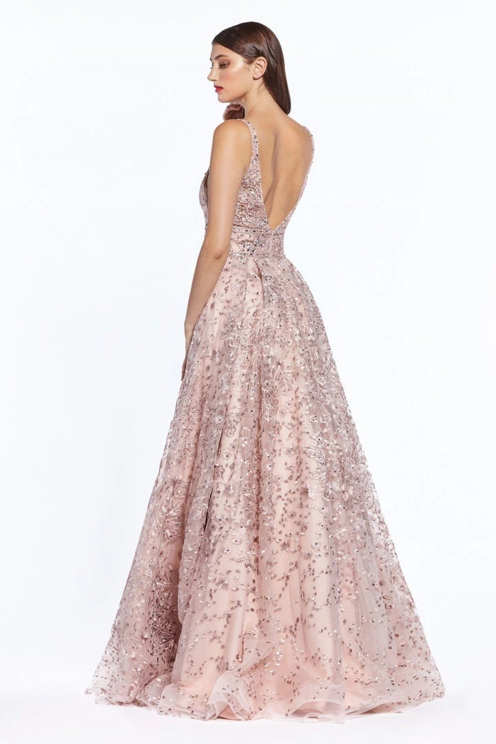 Prom Long Floral Embroidered Dress By Cinderella Divine CR840 4 Prom Long Floral Embroidered Dress By Cinderella Divine CR840