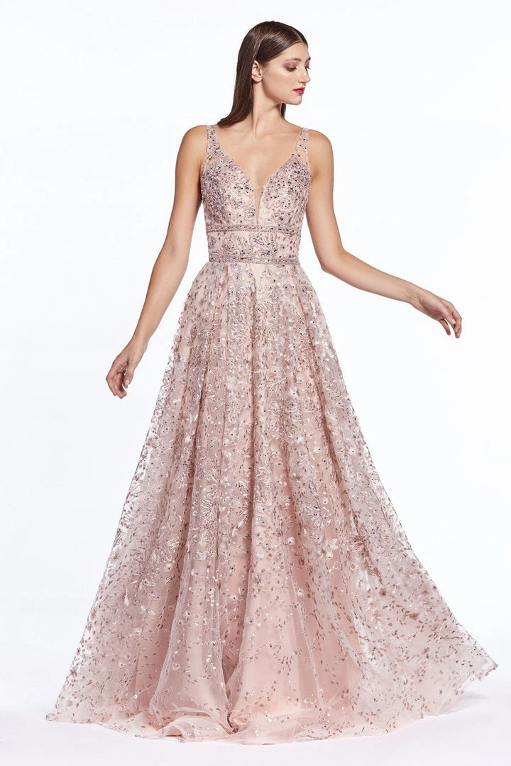 Prom Long Floral Embroidered Dress By Cinderella Divine CR840 3 Prom Long Floral Embroidered Dress By Cinderella Divine CR840