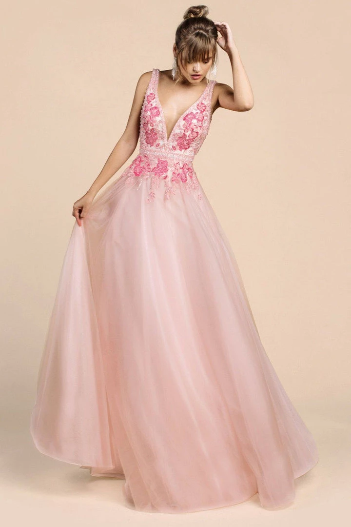 Floral Embroidered Tulle Gown By Cinderella Divine A0072 Prom 6 Floral Embroidered Tulle Gown By Cinderella Divine A0072 Prom