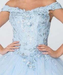 Floral Embroidered Off Shoulder Ball Gown By Elizabeth K GL2802