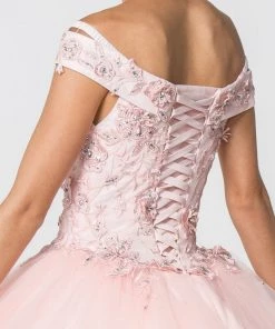 Floral Embroidered Off Shoulder Ball Gown By Elizabeth K GL2802