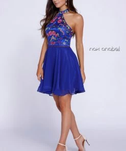 Floral Embroidered Short Halter Dress By Nox Anabel 6235 Prom