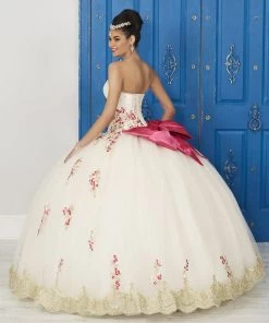 LA Glitter By House Of Wu Floral Embroidered V-Neck Dress By House Of Wu LA Glitter 24032 Quinceañera