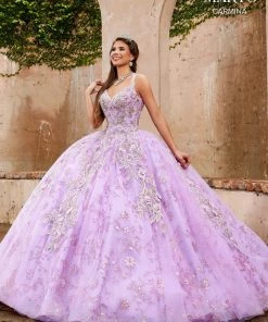 Floral Glitter Lace Quinceanera Dress By Mary's Bridal MQ1073 Quinceañera