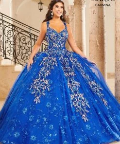 Floral Glitter Lace Quinceanera Dress By Mary's Bridal MQ1073 Quinceañera