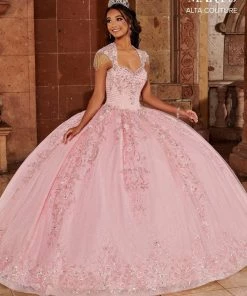 Mary's Bridal Floral Glitter Quinceanera Dress By Alta Couture MQ3071