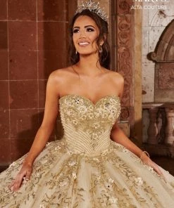 Mary's Bridal Floral Glitter Quinceanera Dress By Alta Couture MQ3071