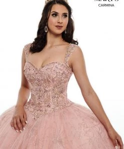 Quinceañera Floral Glitter Quinceanera Dress By Mary's Bridal MQ1063