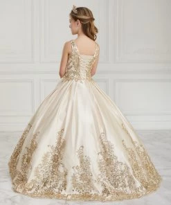 Floral Glitter V-Neck Quinceanera Dress By House Of Wu 26956