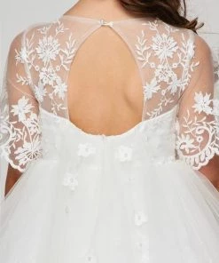 Flower Girl Dresses Floral Lace Girls Mid Sleeve Dress By Cinderella Couture 5092